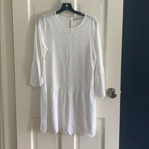 Miss look white long sleeve flowy mini dress